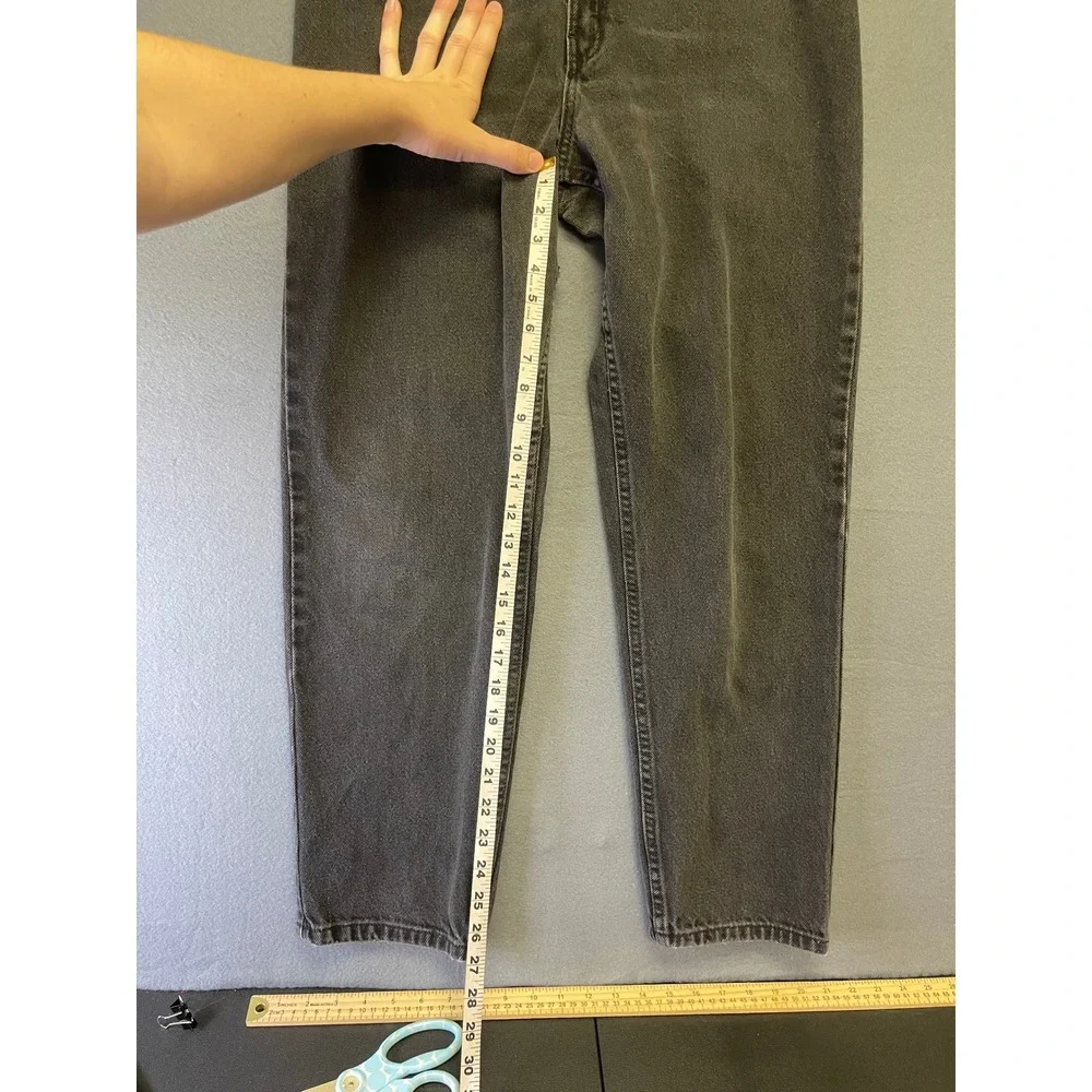 Vintage Faded Glory Relaxed Tapered Jeans 30x27 Faded Black Denim 90s‎ Grunge